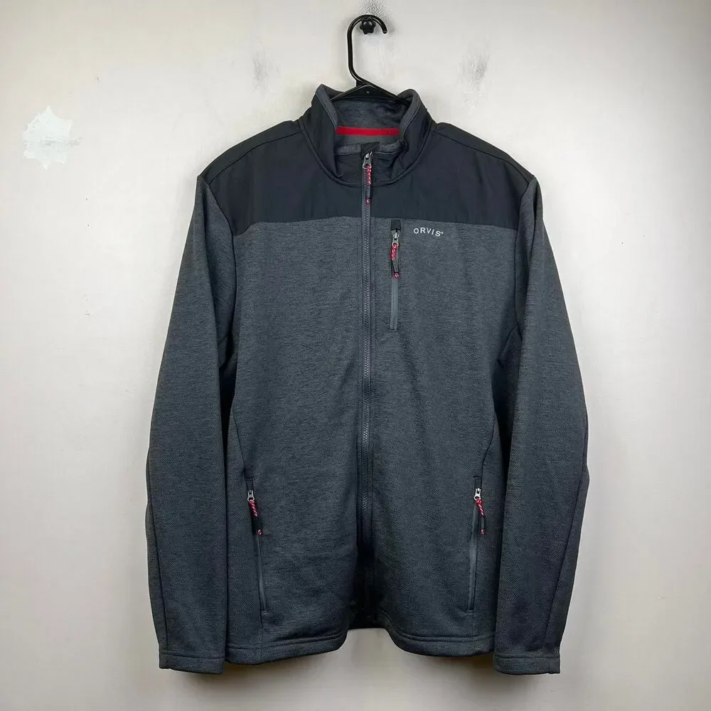 Orvis Full Zip Jacket  Gray Zippered Pockets Outdoor Size L